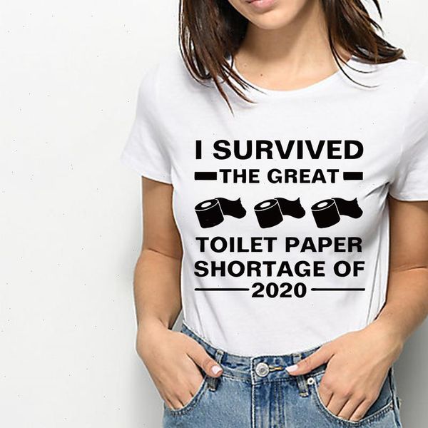 

new t shirt female harajuku toilet paper daily cool pop t shirt i survived the great toilet paper shortage of 2021 tshirt, White