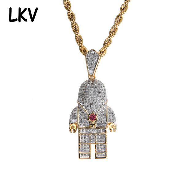 

zircon inlaid astronaut pendant personality hip hop men's trendy necklace, Silver
