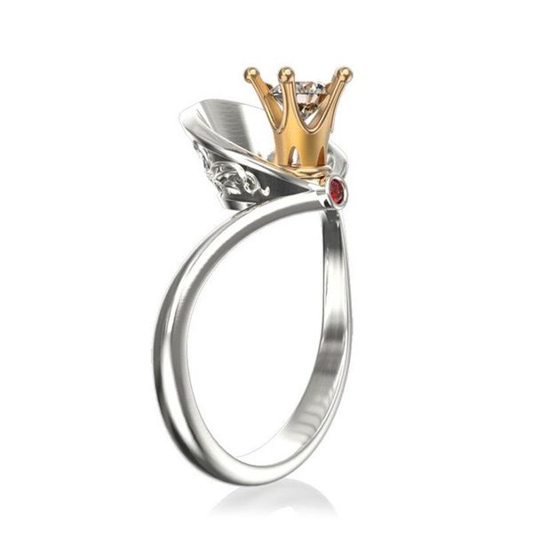 

wedding rings hainon fashion silver color zircon crown finger ring queen red crystal cloak style jewelry for women christmas gifts, Slivery;golden