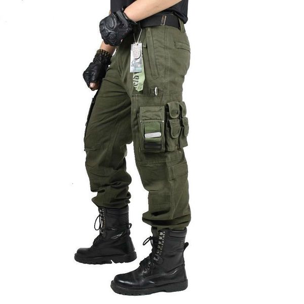 

2021 mens cargo pants new casual combat army military tactical style pocket trousers autumn male outdoor climbing overalls straight acv8, Black