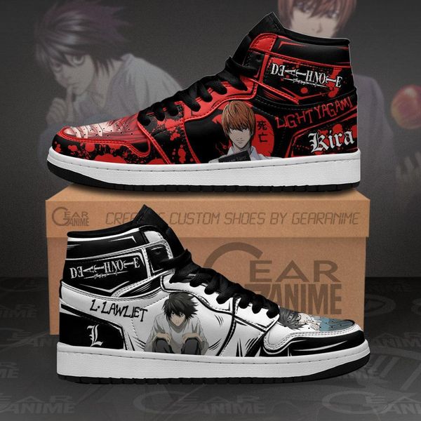 

light yagami and l lawliet sneakers custom death note anime shoes
