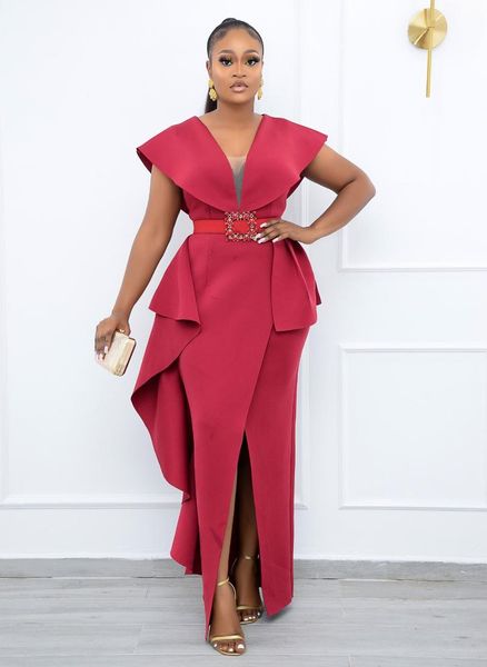 

ethnic clothing african dresses for women summer v-neck sleeveless plus size long dress maxi s-5xl, Red