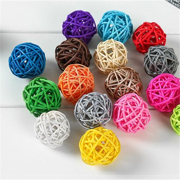 

party decoration 8pcs/lot 3cm rattan ball diy ornaments wicker sepak takraw christmas wedding birthday home accessories