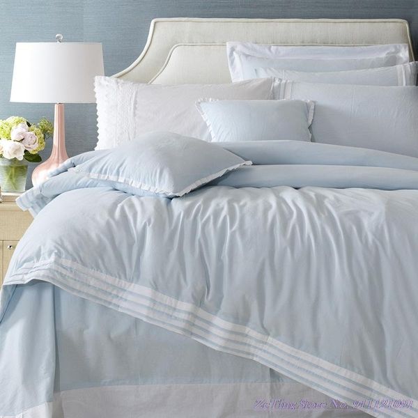 

bedding sets 4pcs quality set american pure color simple cotton 1.8m2.0m bed duvet cover luxury linen quilt pillowcase bluepink