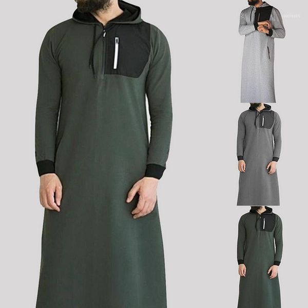 Moletom Árabe Muçulmano Islâmico 2021 Masculino Manga Longa Com Capuz Com Bolso Abaya Arábia Saudita Hoodies Robe Clothing1