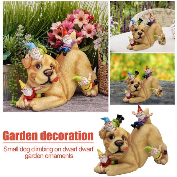 

garden decorations gnome playing puppy dog animals lawn statues funny sculptures ornaments fairy naughty miniature creative figurines gifts