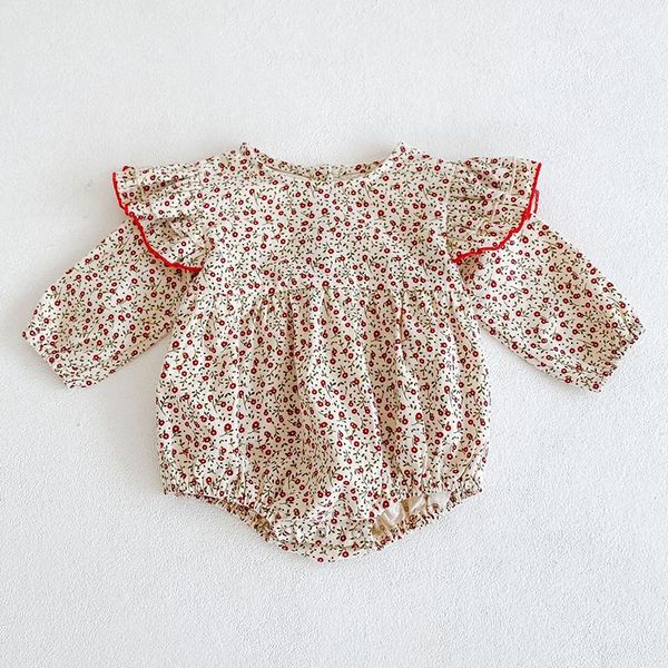 

rompers korean style spring autumn baby girls clothes cotton long sleeve floral printing born jumpsuit girl bodysuits, Blue