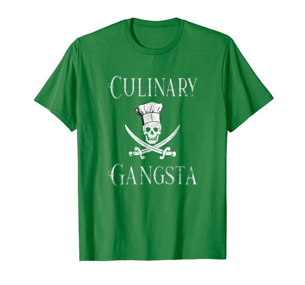 

fun culinary gangsta tshirt skull swords chef hat retro, White;black