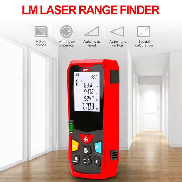 UNI-T LM40 / LM50 / LM100 Laser Distância Medidor Handheld Mini Laser Rangefinder Fita Fingue Finder Distância Distância Ferramenta 50m 210719