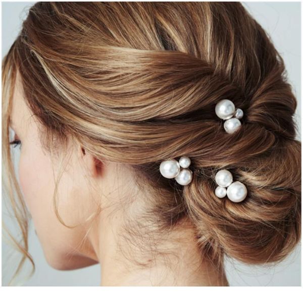 

18pcs/lot women sparkling pearls hairpins handmade hair sticks european pearls hairbands wedding hair jewelry acc jllbwy, Silver