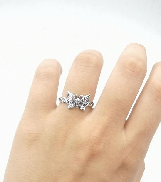 

wedding rings minimalist female metal butterfly thin ring dainty silver color engagement charm bride small for women, Slivery;golden
