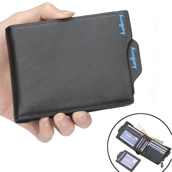 

luxury men's wallet leather solid slim wallets men pu leather bifold short holders coin purses business purse male, Red;black
