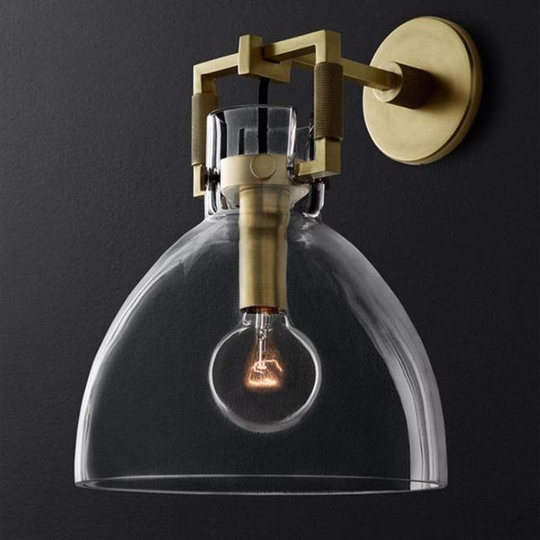 

wall lamp copper luxury led light modern black or gold clear glass ball for dining living room background bedroom bedside
