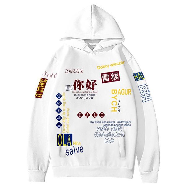 

men's hoodies & sweatshirts fashion clothing hooded women's hoody street world greeting harajuku fun sweatshirt casual brand desig, Black