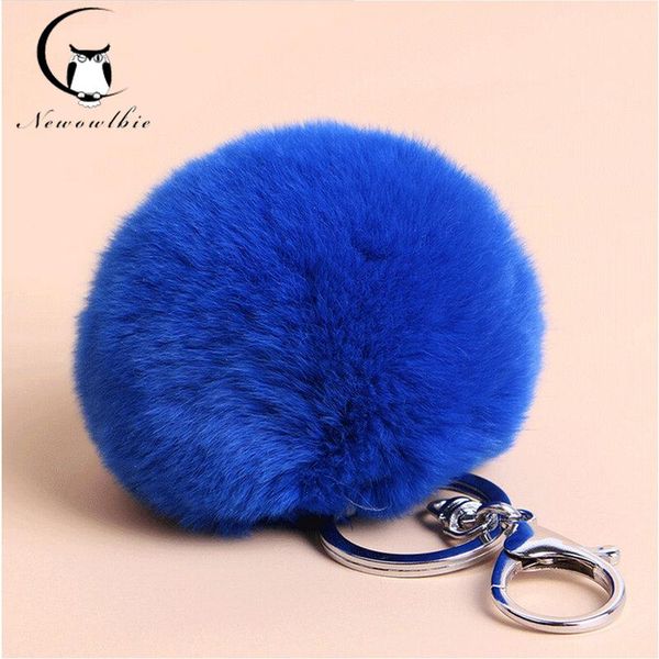 

keychains 2021 real rax rubbit accessory ball ornaments car key chain pendant buckle women's fur bag mujerfur pom keychain, Silver