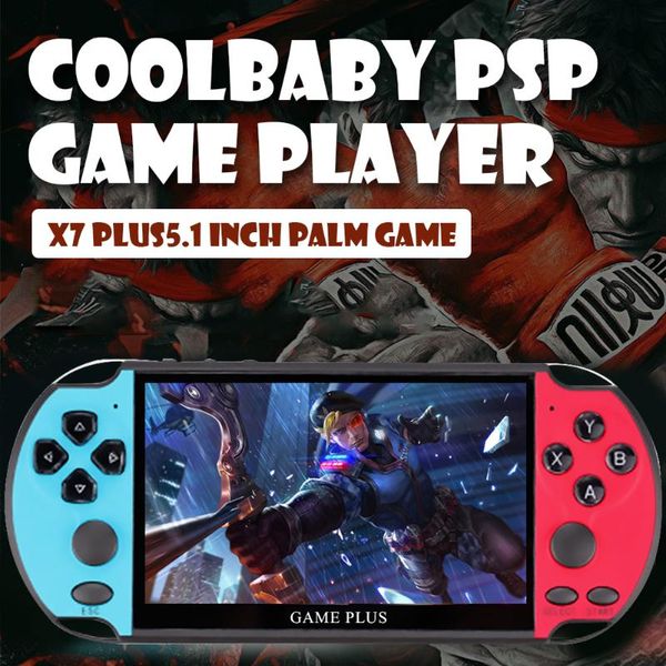 

gaming x7 plus 5.1 inch handheld game console 8gb game player built-in 200 video games retrogame accessories gift for children
