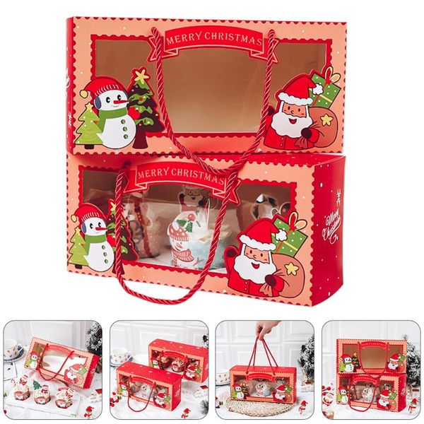 

gift wrap 2pcs christmas mini cupcake carrier 3-slot boxes holders
