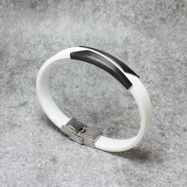 

cuff 2021 jewelry white silicone bracelet bangle stainless steel bracelets men wristbands