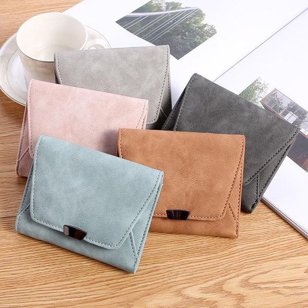 

2021 simple small wallet woman's short folding mini retro student small fresh country woman's wallet, Red;black
