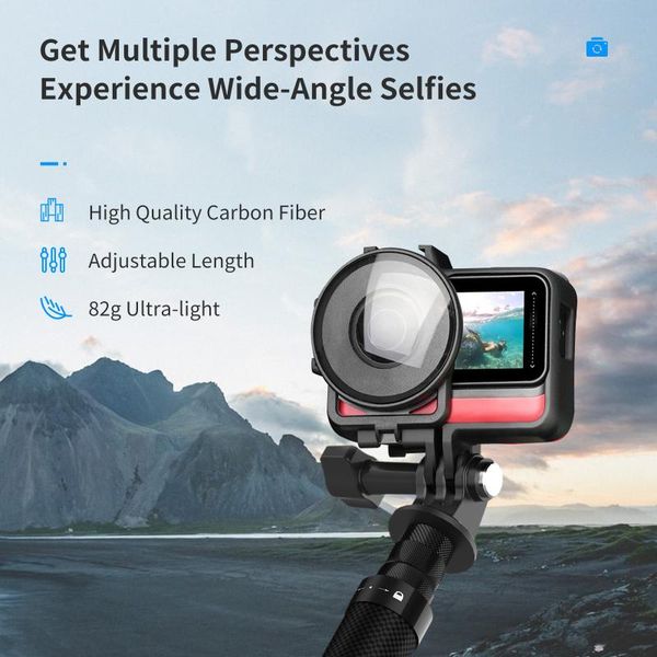 

selfie monopods ultra-light carbon fiber stick 116cm monopod extendable with 1/4 screw for hero 9 8 7 insta360 osmo action