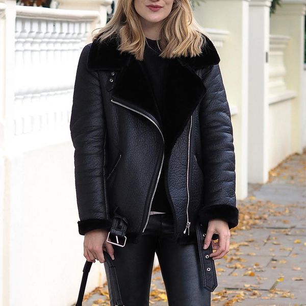 

2021 new autumn casual faux leather jackets women winter sashes zipper streetwear biker motorcycle girls coat female outwear 6txr, Black