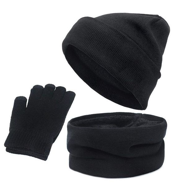

beanies explosive winter men's and women's warm set hats scarves touch screen gloves three-piece