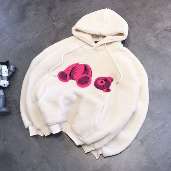 

new women's cashmere sweater cartoon bear embroidery hooded loose korean pullover women's ss0123060, Black