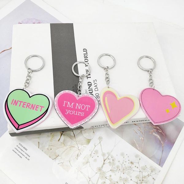 

keychains creative trendy diy acrylic peach heart tag keychain pendant bag car key accessories, Silver