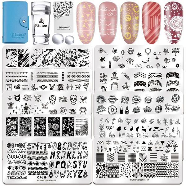 

nail art kits biutee 15/13pc kit stamping plates image set clear stamper craper lace flower stamp template