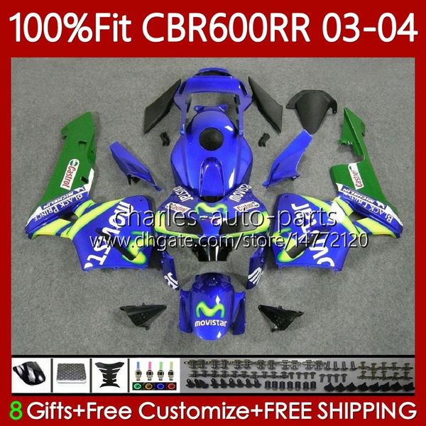 Corpo OEM per HONDA CBR 600RR 600F5 600CC 03-04 Carrozzeria 71No.17 CBR 600 RR F5 CC CBR600RR 03 04 CBR600F5 CBR-600 CBR600 RR 2003 2004 Stampi ad iniezione Carenature Movistar Blu