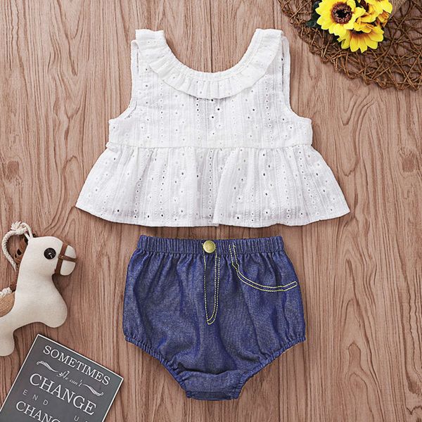 

out svels ruffle denim shorts cut suit xh1585, White