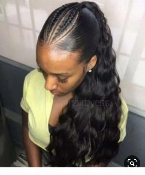 

versatile chic braid wet and wavy weave ponytail hairstyle 140g 100 human hair drawstr ponytail hairpiece hair er replacement for women, Black