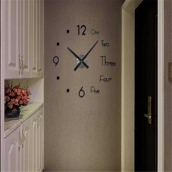 

wall clocks roman numerals english clock surface sticker simple high-end modern big diy3d home decoration gif