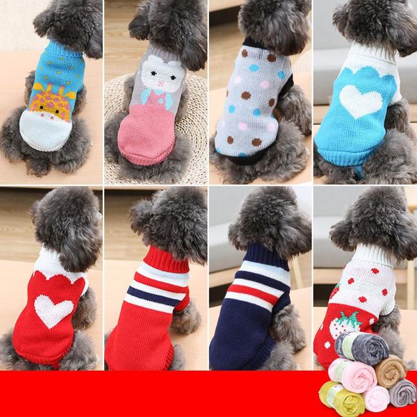 

dog apparel winter cartoon clothes warm christmas sweater dogs pet clothing coat knitting crochet cloth chihuahua puppy cat supplies