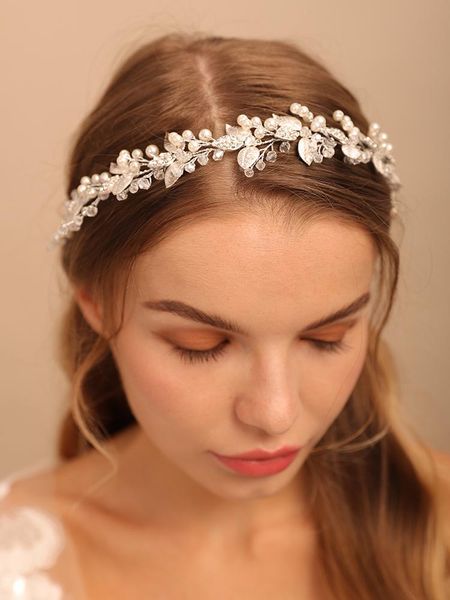 

headpieces silver floral headbands leaves hair jewelry crystal tiaras accessories women rhinestone hairbands for wedding