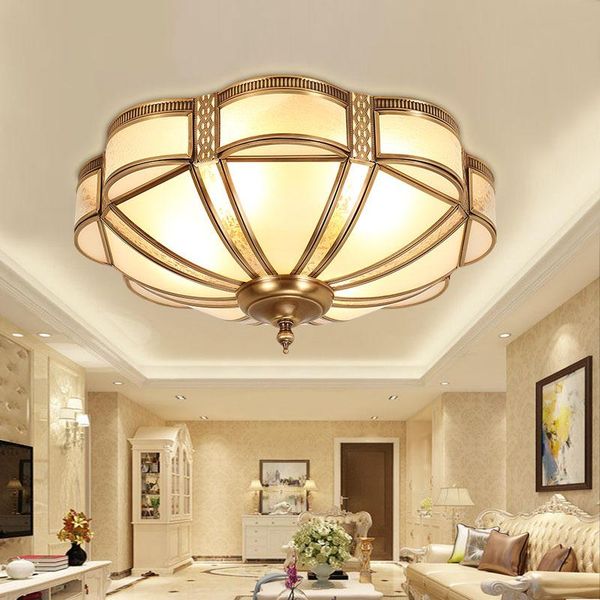 

copper ceiling lamp retro living room lamp round bedroom dining copper new chinese american