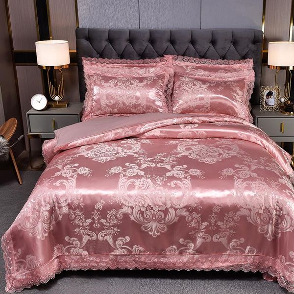 

bedding sets drop wedding duvet cover set jacquard lace pillowcase (3pcs no bedsheet )european luxury flower