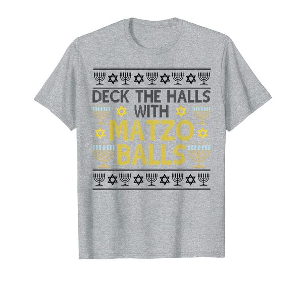 

hanukkah deck the halls with matzo balls jewish jew fun gift t-shirt, White;black