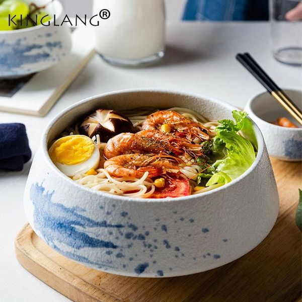 

kinglang japanese style retro household glazed pottery porcelain bowl noodles bowl soup
