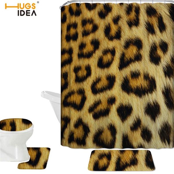 

shower curtains hugsidea cool leopard tiger python zebra skin printing cushion toilet seat cover bathroom & curtian 4pcs decor
