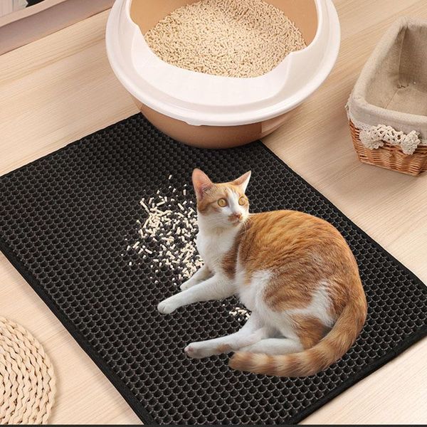 

cat beds & furniture pet litter mat eva double-layer trapper mats with waterproof bottom non-slip cats toilet clean pad