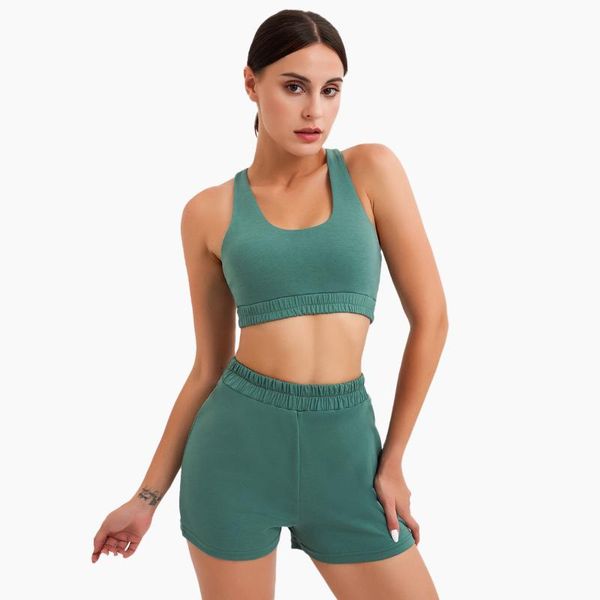 

yoga outfit qmeegym women sportwear sports bra shorts set sets for gym workout clothes fitness