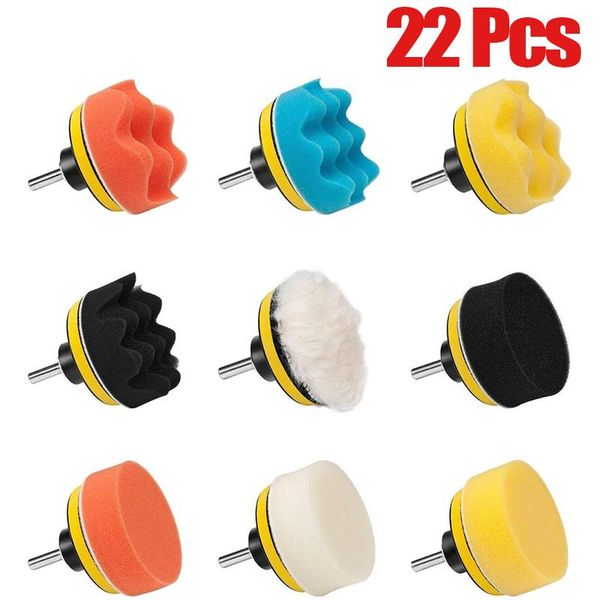 

car sponge 22pcs polishing waxing wheel disc kit set pad for polisher buffing auto