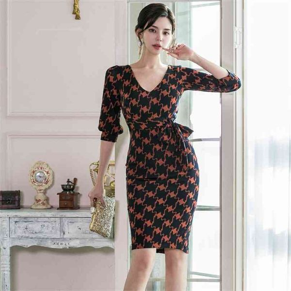 

office summer fashion dress korean ladies half sleeve v neck nighlt formal party dresses for women 210602, Black;gray