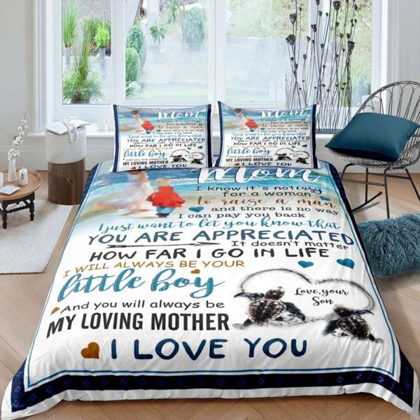 

2/3 piece letter bedding gift for girls wife mom 3d print microfiber duvet cover pillowcase single double full  bed cover