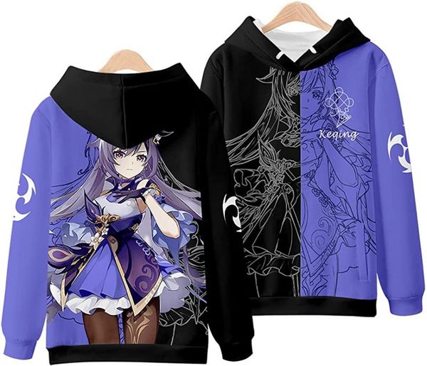 

men's hoodies & sweatshirts game genshin impact hoodie 3d sweatshirt long sleeve women harajuku streetwear fashion clothes plus size, Black