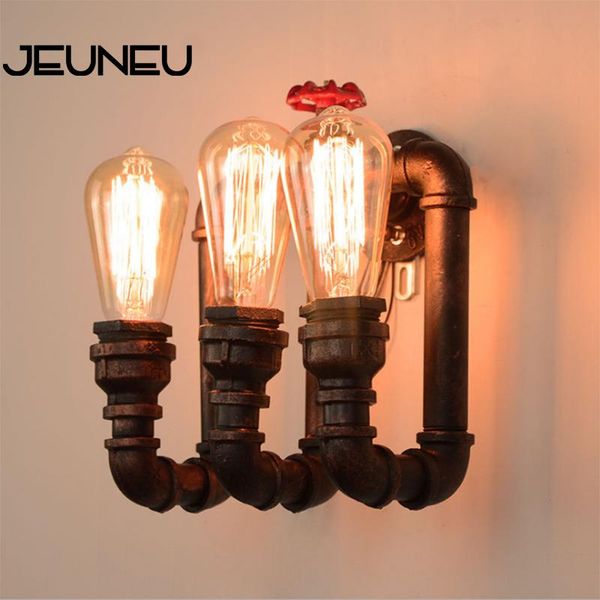 

wall lamp loft industrial vintage water pipe retro e27/e26 led 2/3 lights black for living room bedroom restaurant bar