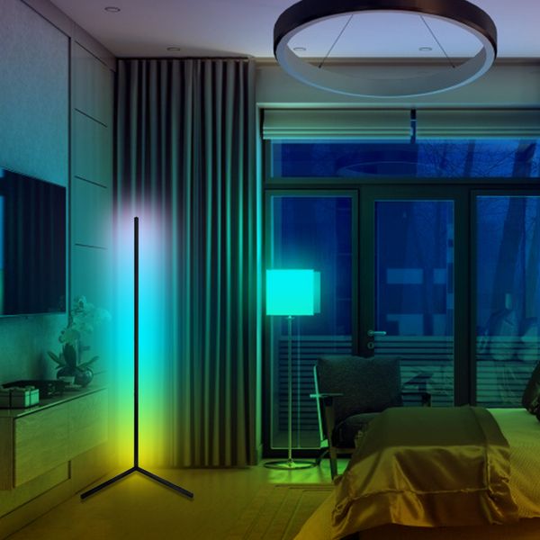 Современная лампа для пола Dimmable RGB угловой спальня атмосфера крытого украшения подставка для света управления удаленным