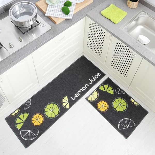 

carpets 2pcs kitchen and rugs set dark blue cartoon washable mats accessories 40*60cm+40*120cm