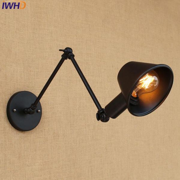 

wall lamp iwhd modern vintage loft adjustable industrial metal light black retro iron country style sconce fixtures